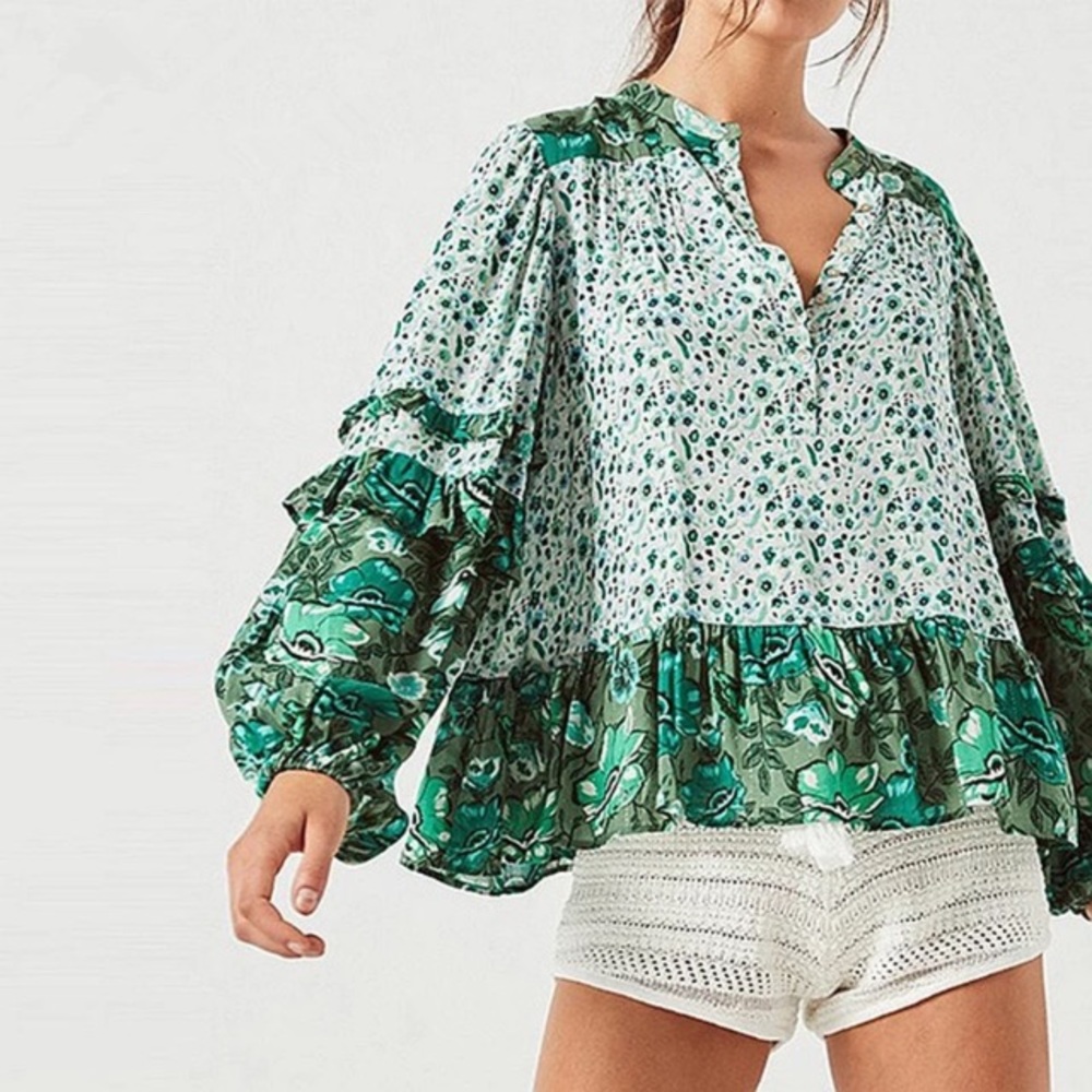 Evergreen Ivy Blouse TOP Winona Long Sleeve SHIRT - Picture 3 of 7
